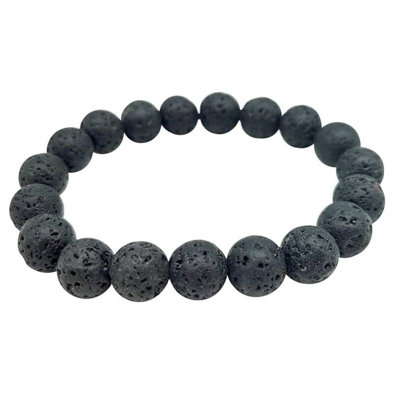 Bracciale in pietra lavica con perline da 10 mm