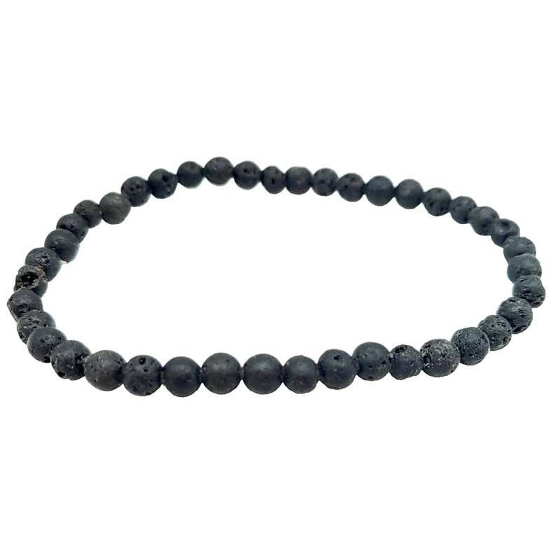 Bracciale in pietra lavica perline da 4 mm