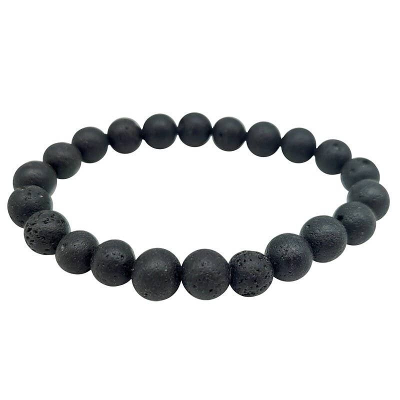 Bracciale in pietra lavica perline da 8 mm