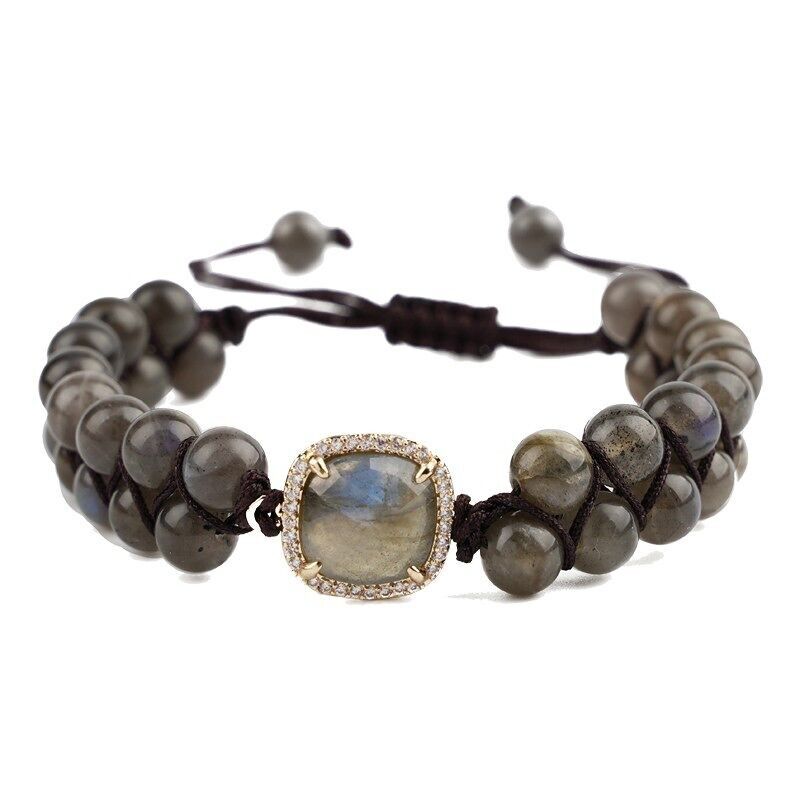 Bracciale con perline intrecciate in labradorite 6 mm EXTRA - BLBT6P