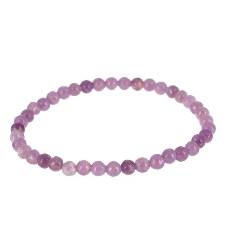 Bracciale in lepidolite trasparente con perline da 4 mm