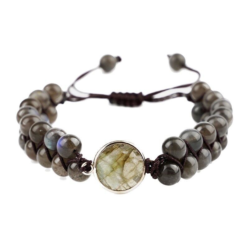 Bracciale con perline intrecciate in labradorite 6 mm EXTRA - BLBTRO6P