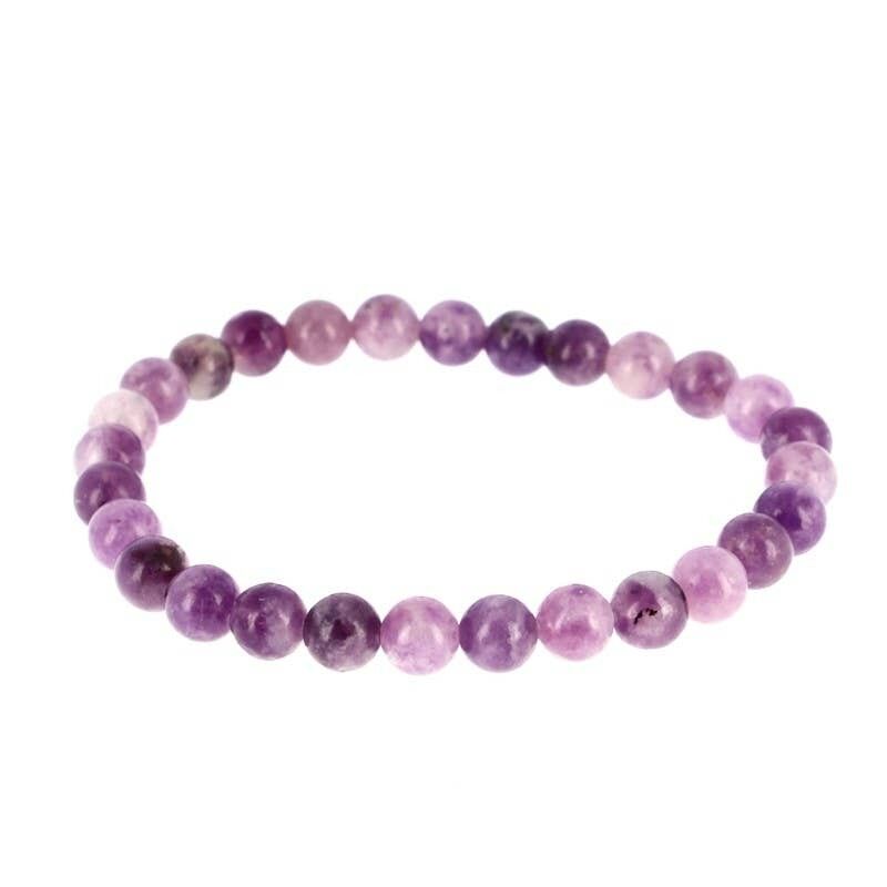 Bracciale in lepidolite trasparente da 6 mm