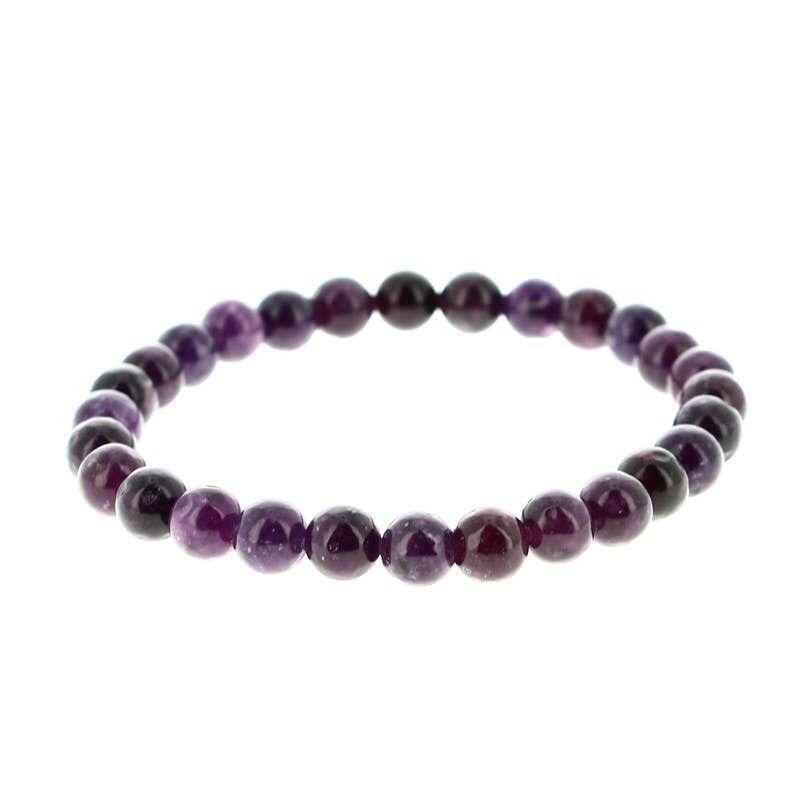 Bracciale in lepidolite scura, perline da 6 mm