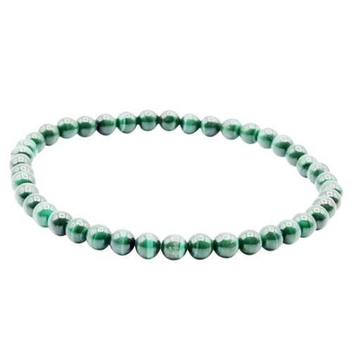 Bracciale EXTRA in malachite autentica, perline da 4 mm