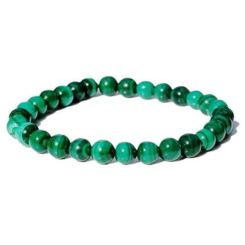 Bracciale in malachite autentica, perline da 6 mm