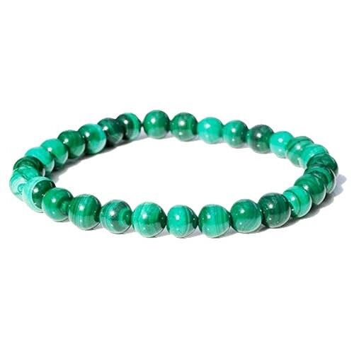 Bracciale EXTRA in malachite autentica, perline da 6 mm