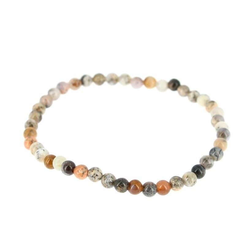 Bracciale in opale dendritico (merlinite) perline da 4 mm