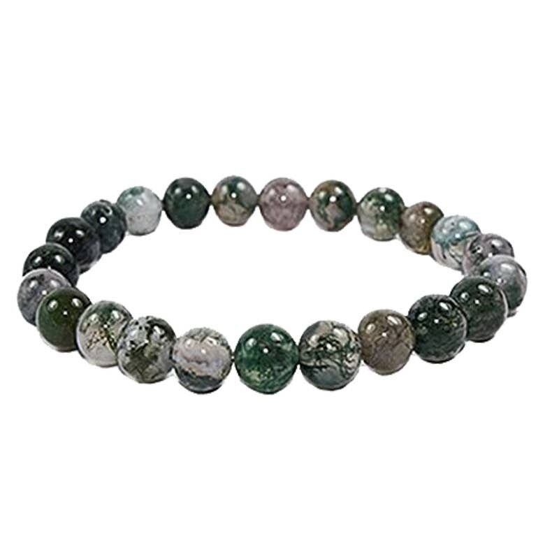 Bracciale con perline di agata muschiata da 8 mm