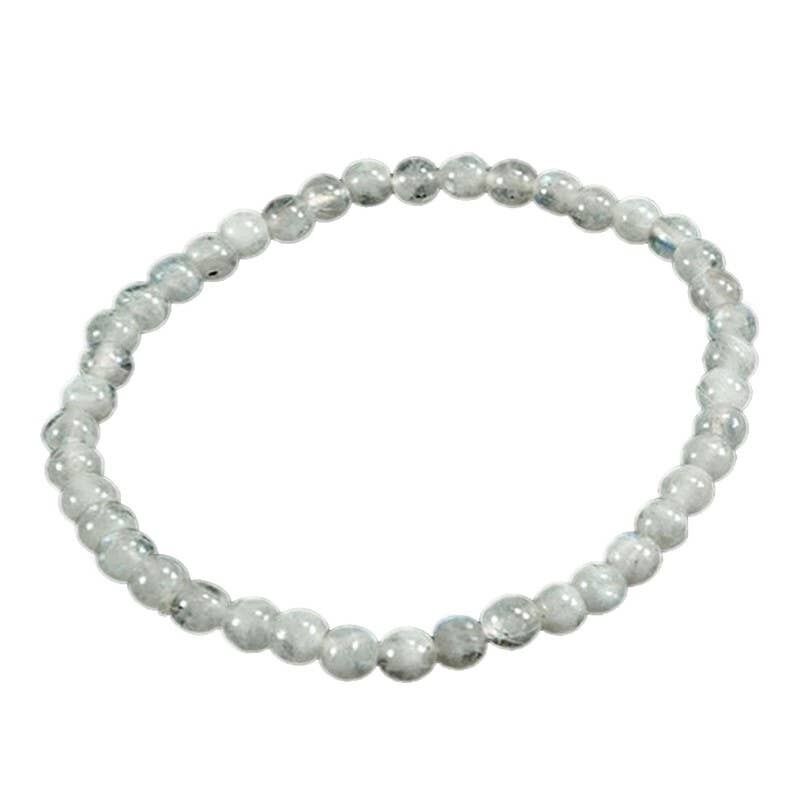 Bracciale in pietra di luna arcobaleno, perline da 4 mm