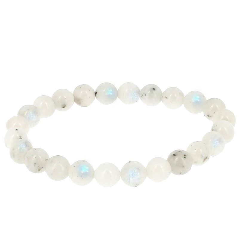 Bracciale in pietra di luna arcobaleno, perline da 8 mm