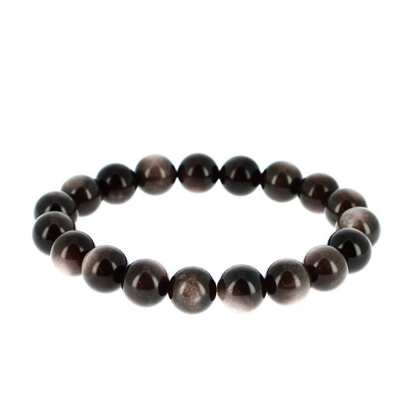 Bracciale in ossidiana d'argento perline da 10 mm