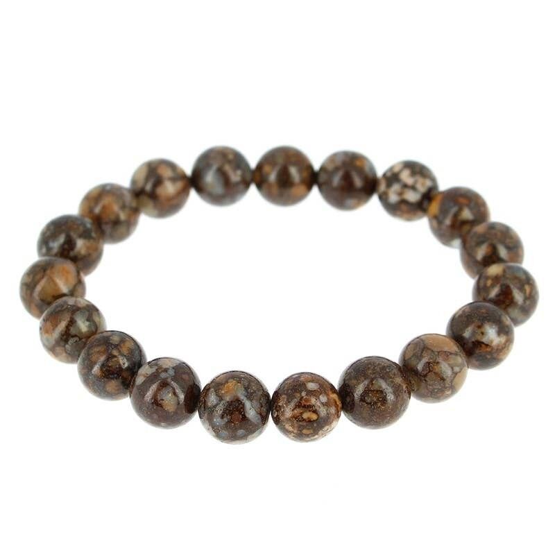 Bracciale in opale bianco e nero, perline da 10 mm