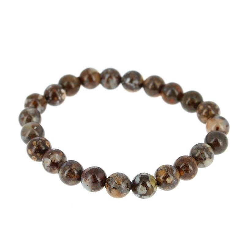 Bracciale in opale bianco e nero, perline da 8 mm