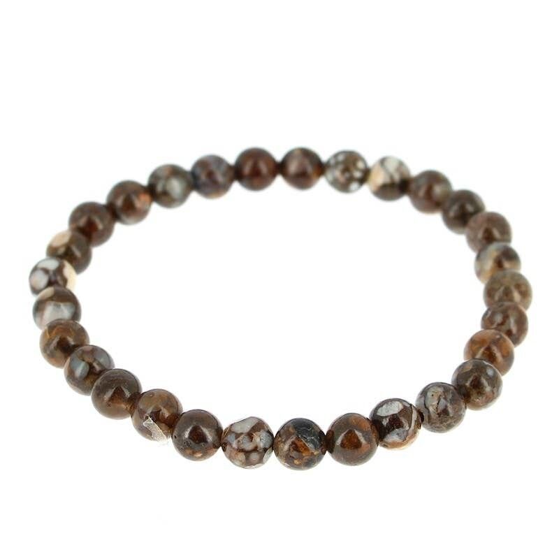 Bracciale in opale bianco e nero, perline da 6 mm