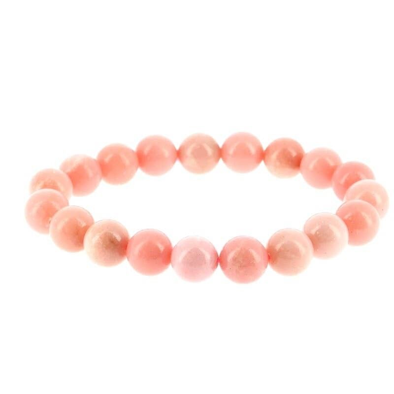 Bracciale in opale rosa con perline da 10 mm