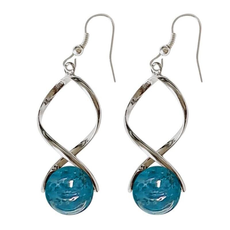 Orecchini Perline Apatite 12 mm