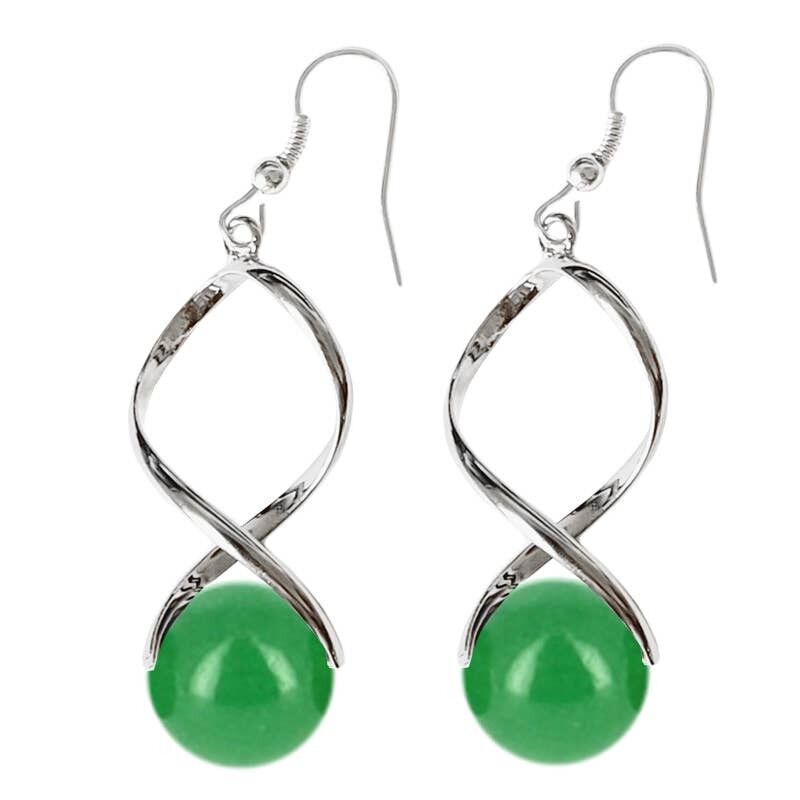 Orecchini Perline Avventurina Verde 12 mm