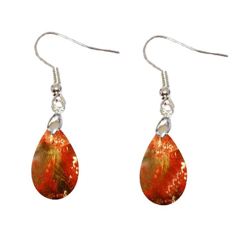 Orecchini a goccia in legno fossile
