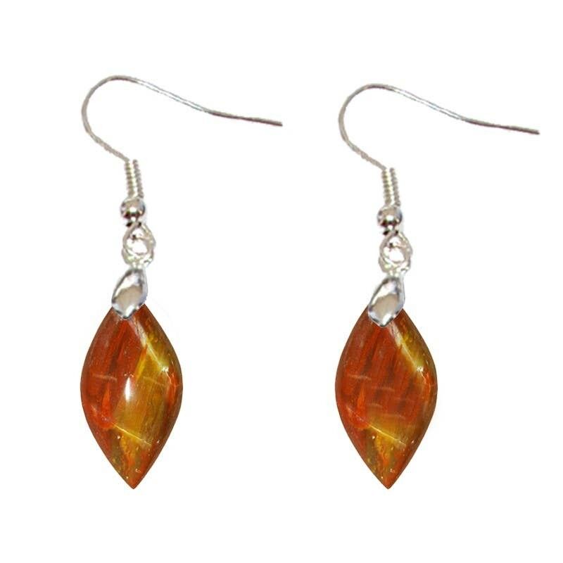 Orecchini Marquise in legno fossile