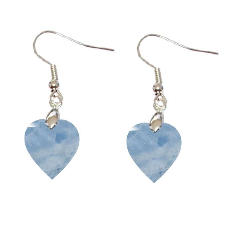 Orecchini Cuore di Calcite Blu