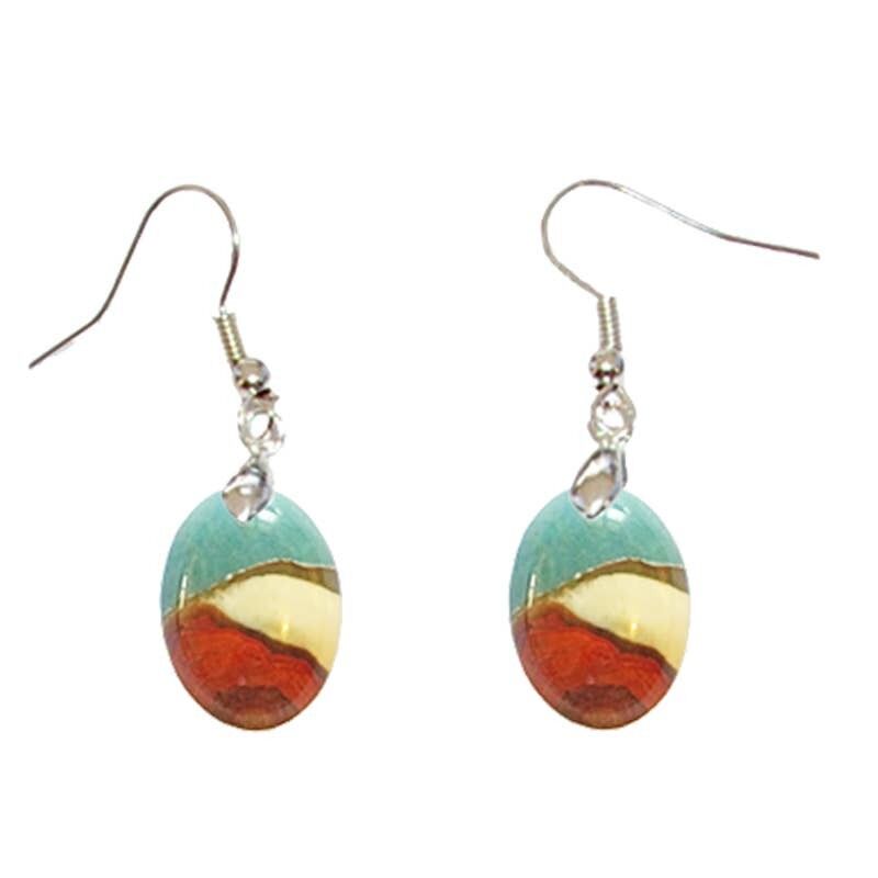 Orecchini ovali in diaspro policromo (stampati).