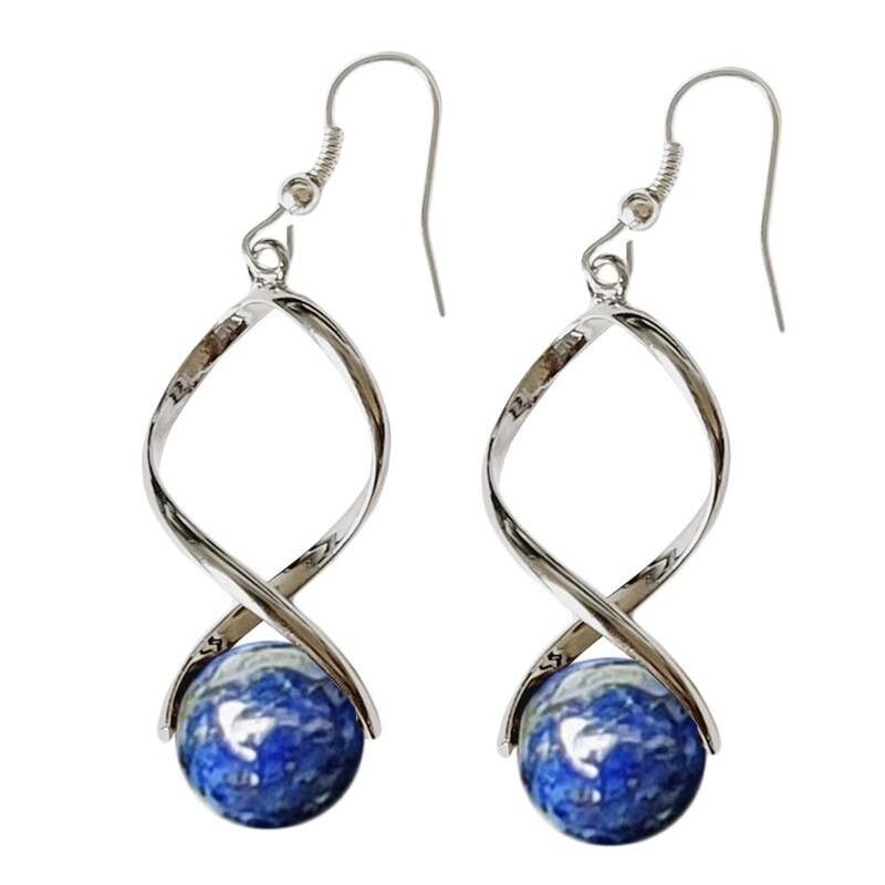 Orecchini con perline di lapislazzuli da 12 mm