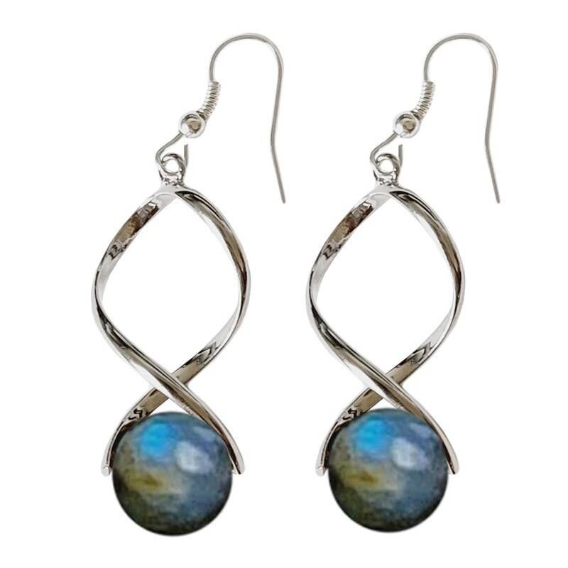 Orecchini con perle di labradorite da 12 mm
