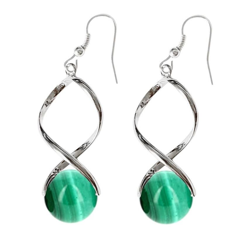 Orecchini con perle di malachite da 12 mm