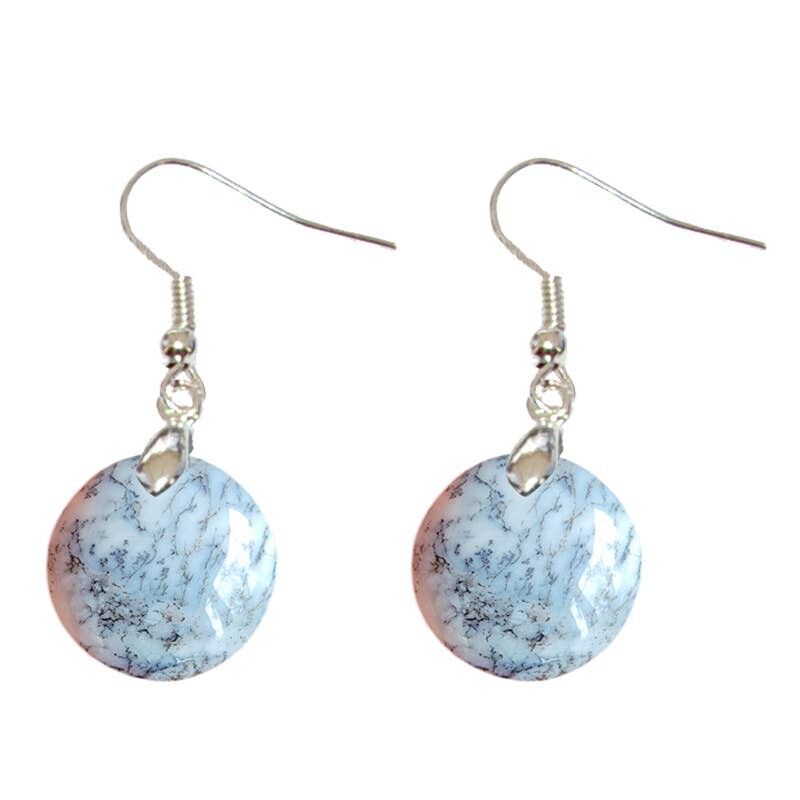 Orecchini rotondi in opale dendritico (merlinite)