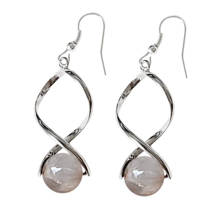 Orecchini in pietra di luna grigia da 10 mm