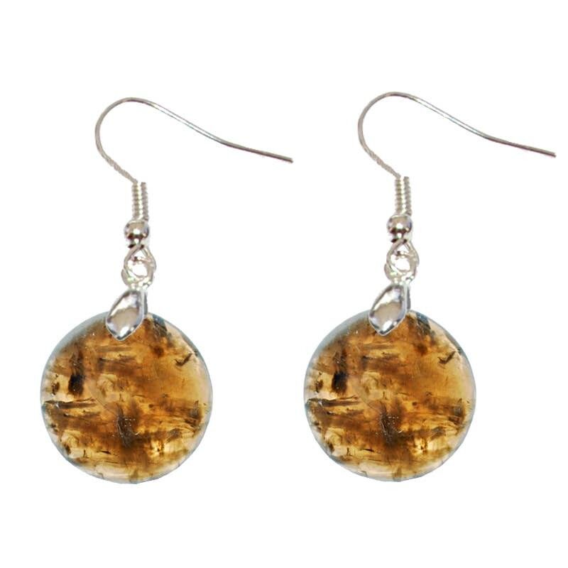 Orecchini rotondi in quarzo fumé