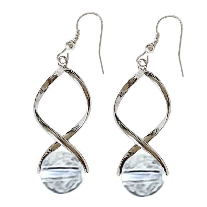 Orecchini con perle di cristallo di rocca da 12 mm