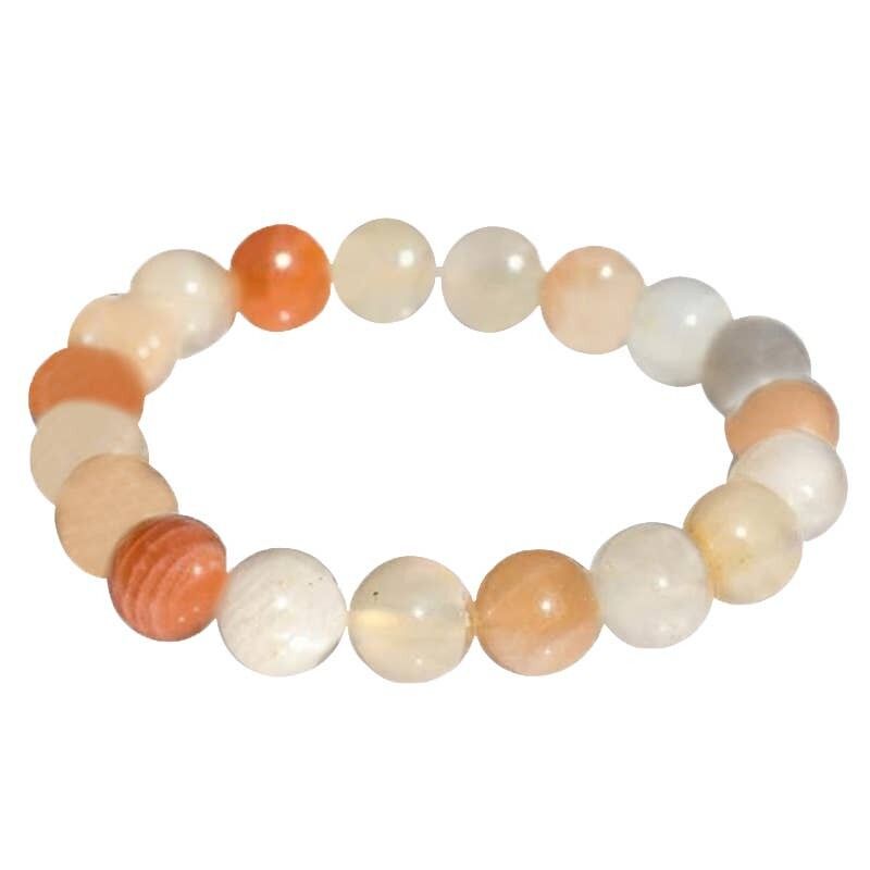 Bracciale con perline di pietra di luna mista da 10 mm