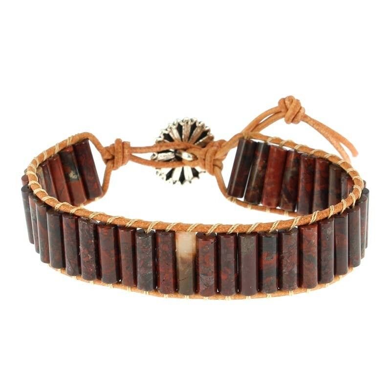 Bracciale in diaspro papavero (Brechique) piccoli tubi 4 x 13 mm