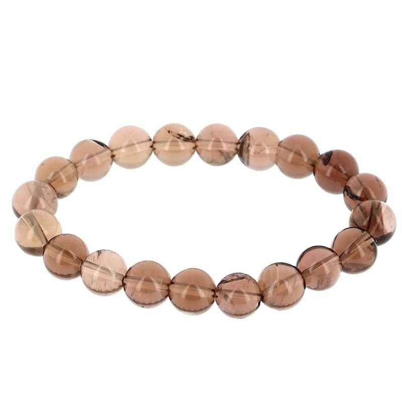 Bracciale in quarzo fumé con perline da 10 mm