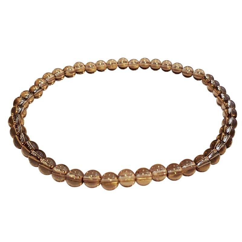 Bracciale in quarzo fumé con perline da 4 mm