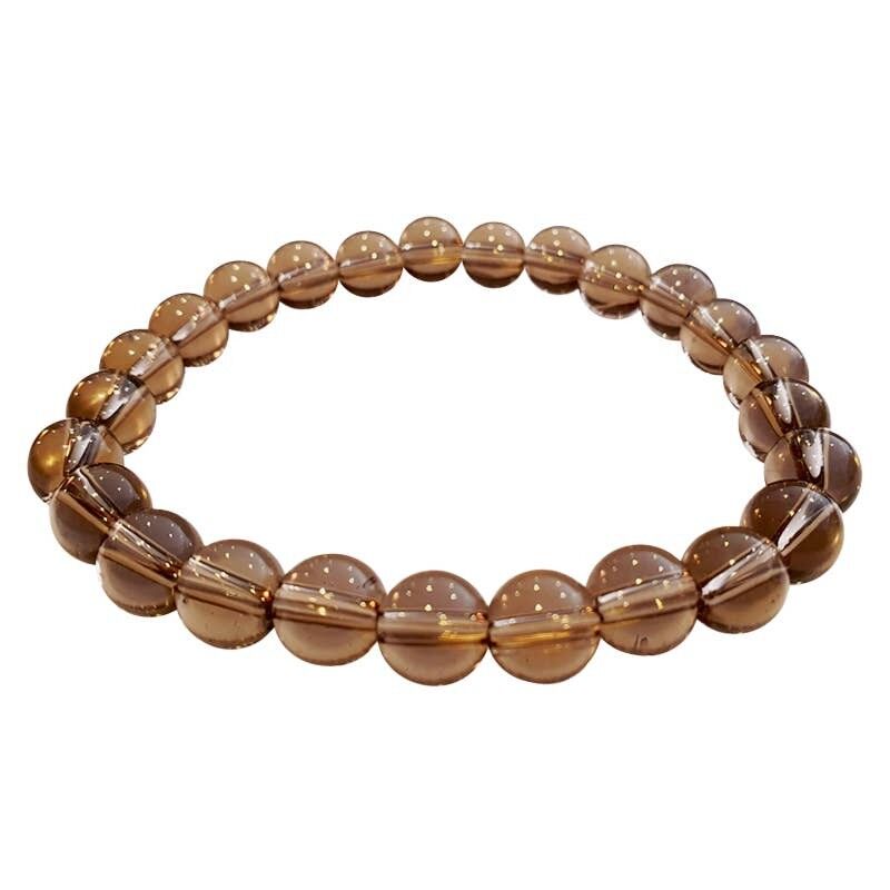 Bracciale in quarzo fumé con perline da 8 mm