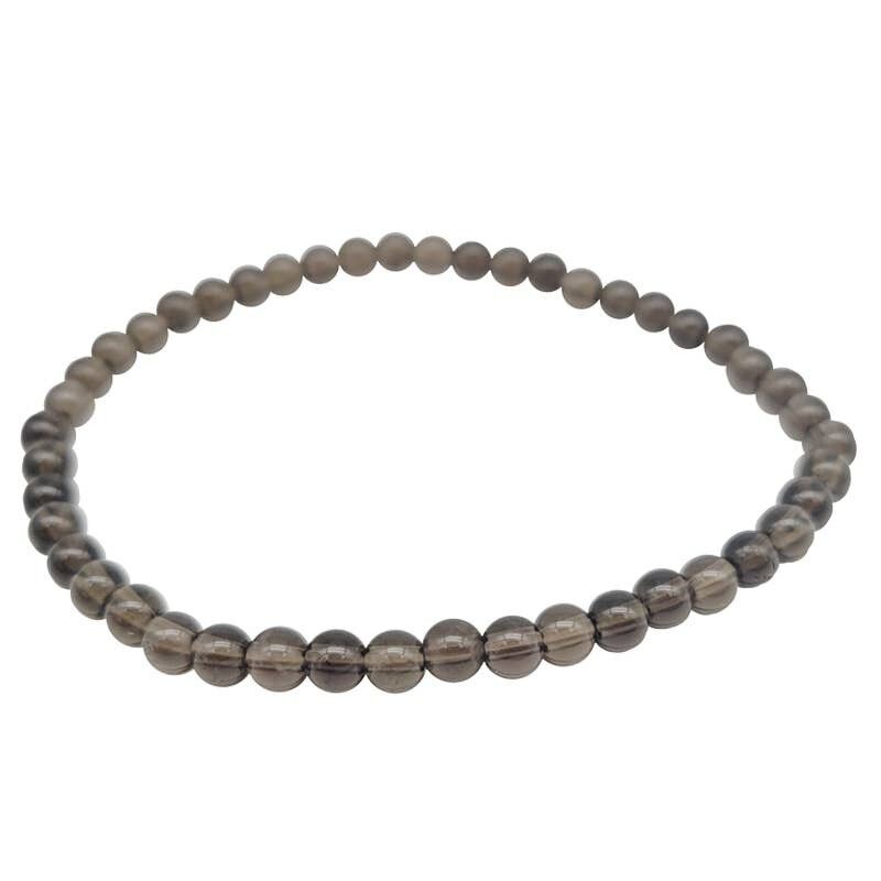 Bracciale Perle di Quarzo Fumé Scuro 4 mm