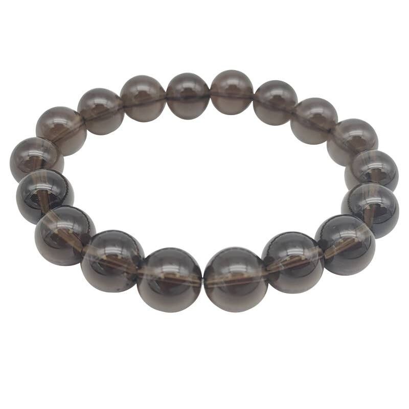 Bracciale in quarzo fumé scuro con perline da 10 mm