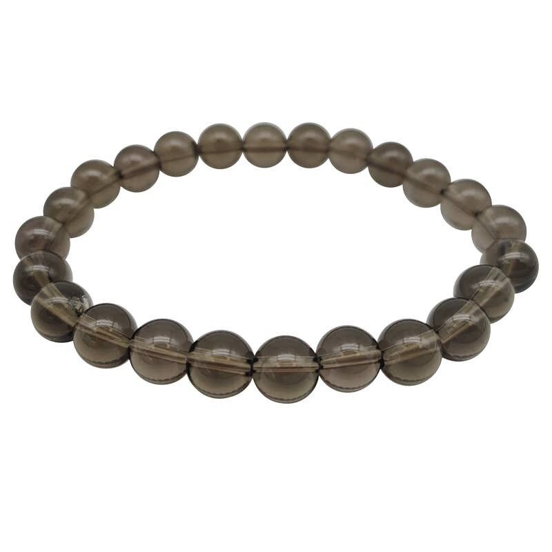 Bracciale in quarzo fumé scuro con perline da 8 mm