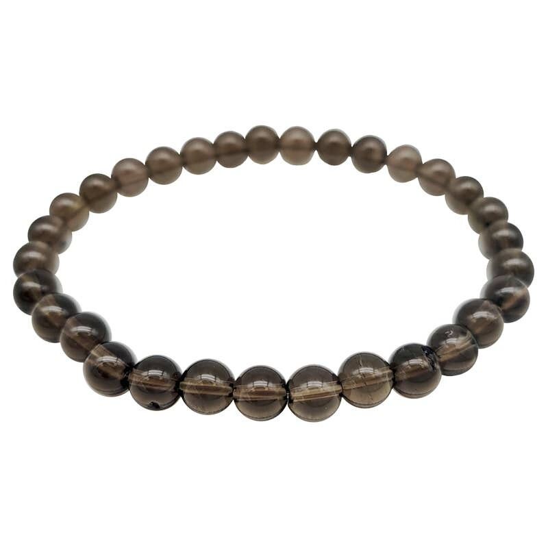 Bracciale in quarzo fumé scuro con perline da 6 mm