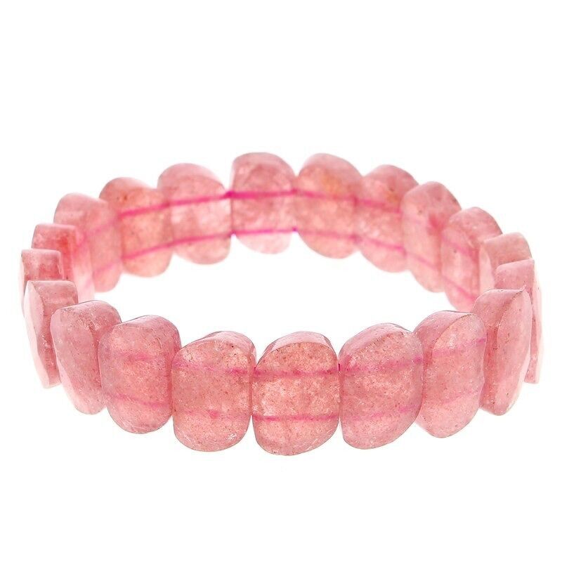 Bracciale Quarzo Fragola Piastre Sfaccettate 10 x 15 mm