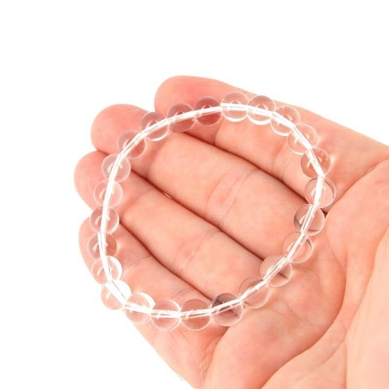 Bracciale in vero cristallo di rocca, perline EXTRA da 8 mm