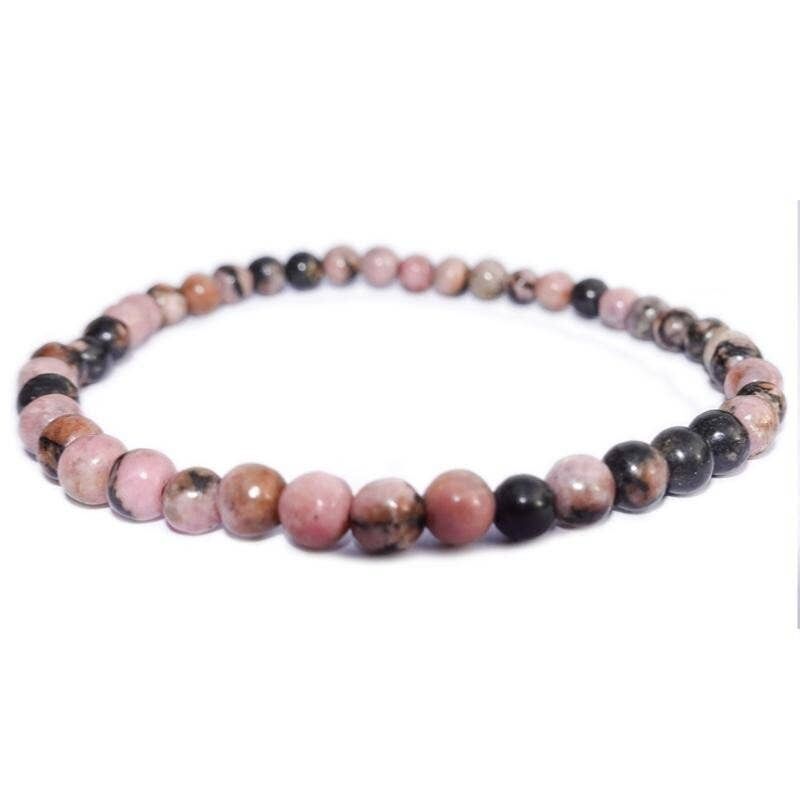 Bracciale in rodonite del Madagascar perline da 4 mm