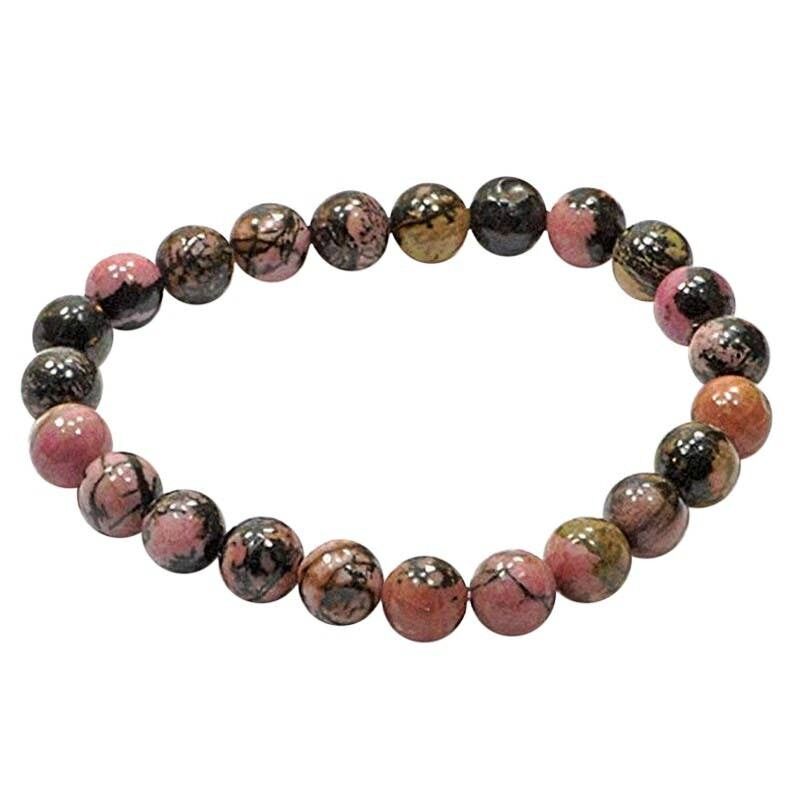 Bracciale in rodonite del Madagascar perline da 8 mm
