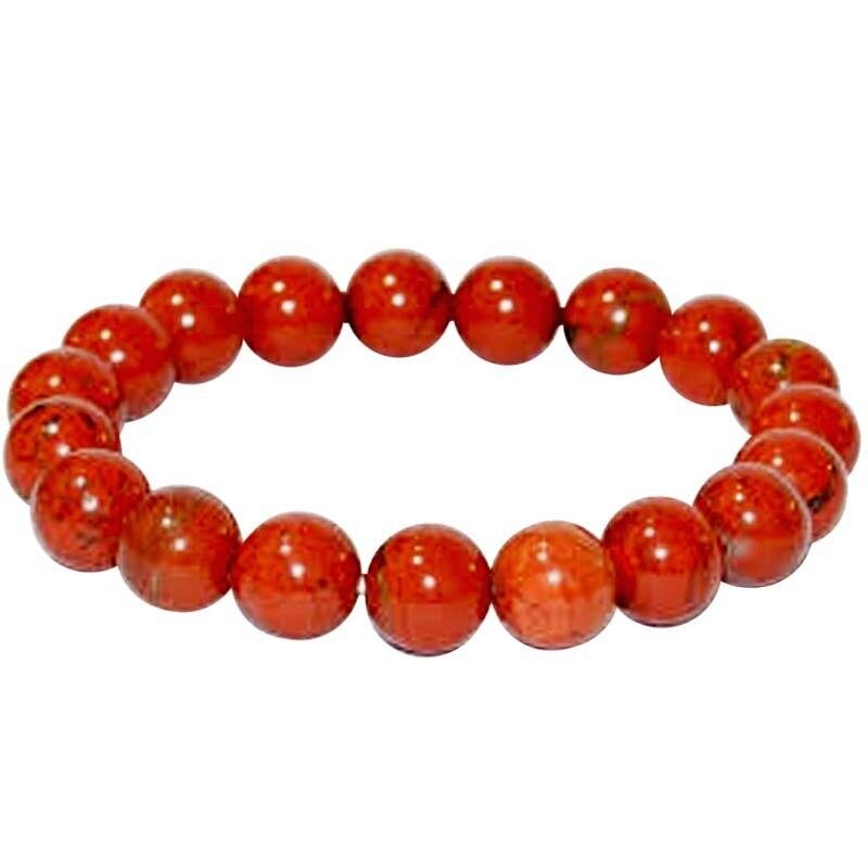 Bracciale in diaspro rosso perline da 10 mm