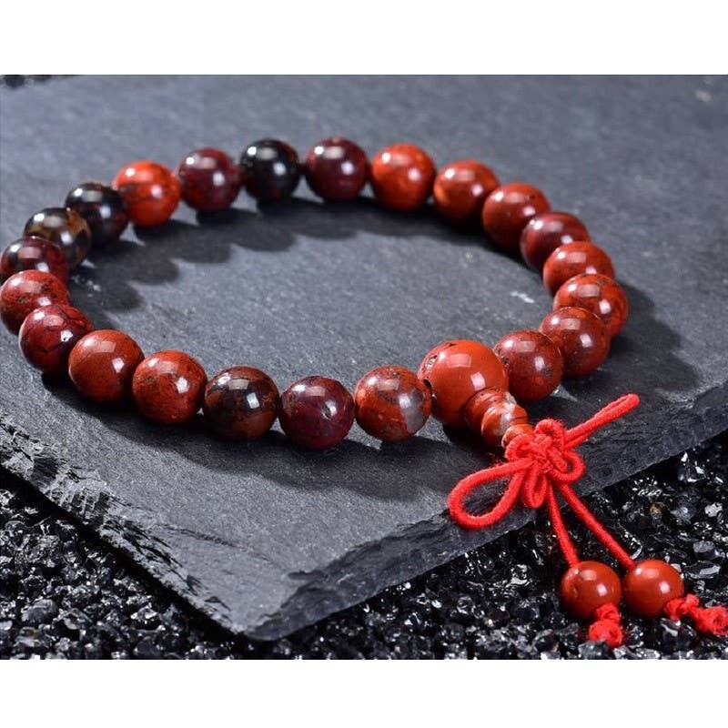 Bracciale Mala in diaspro rosso con perline da 8 mm