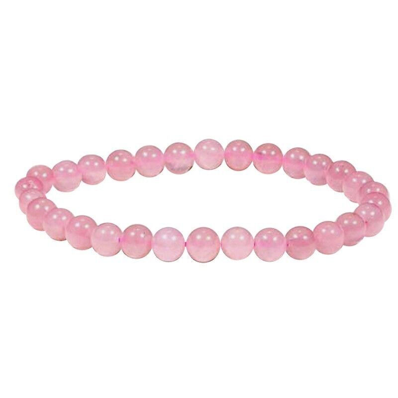 Bracciale Perle Quarzo Rosa 6 mm