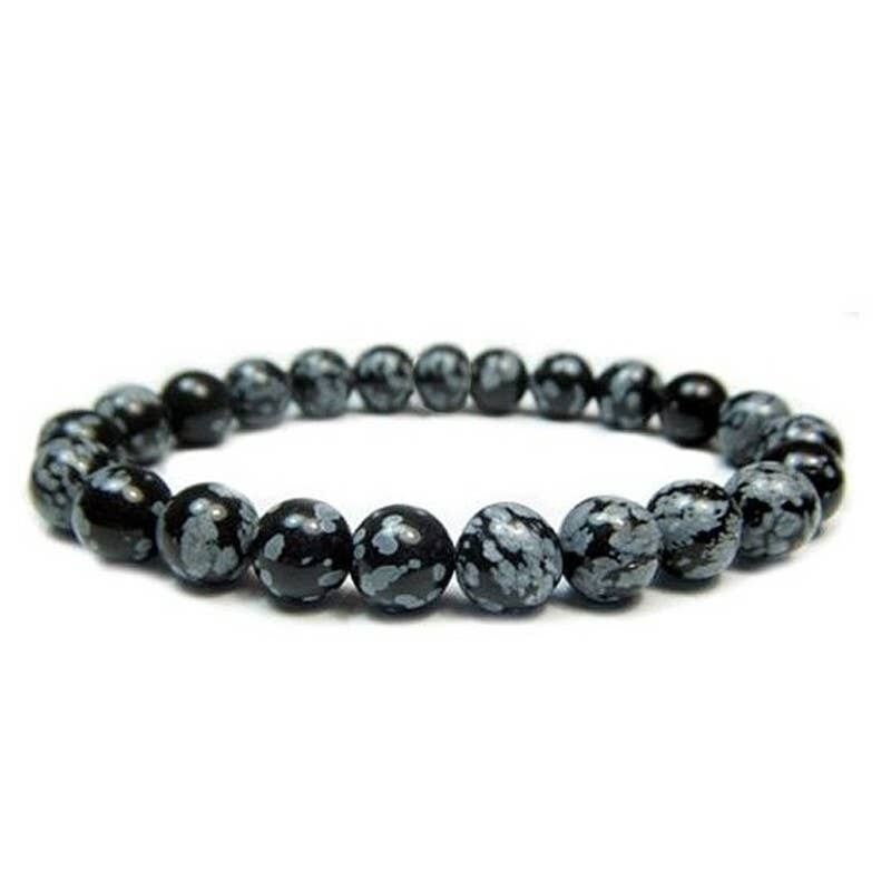 Bracciale in ossidiana di neve da 8 mm